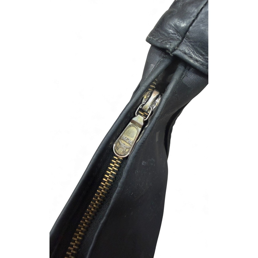 Vintage MCM Monogram Shoulder Bag Black Leather Hobo Style Logo - Picture 6 of 16